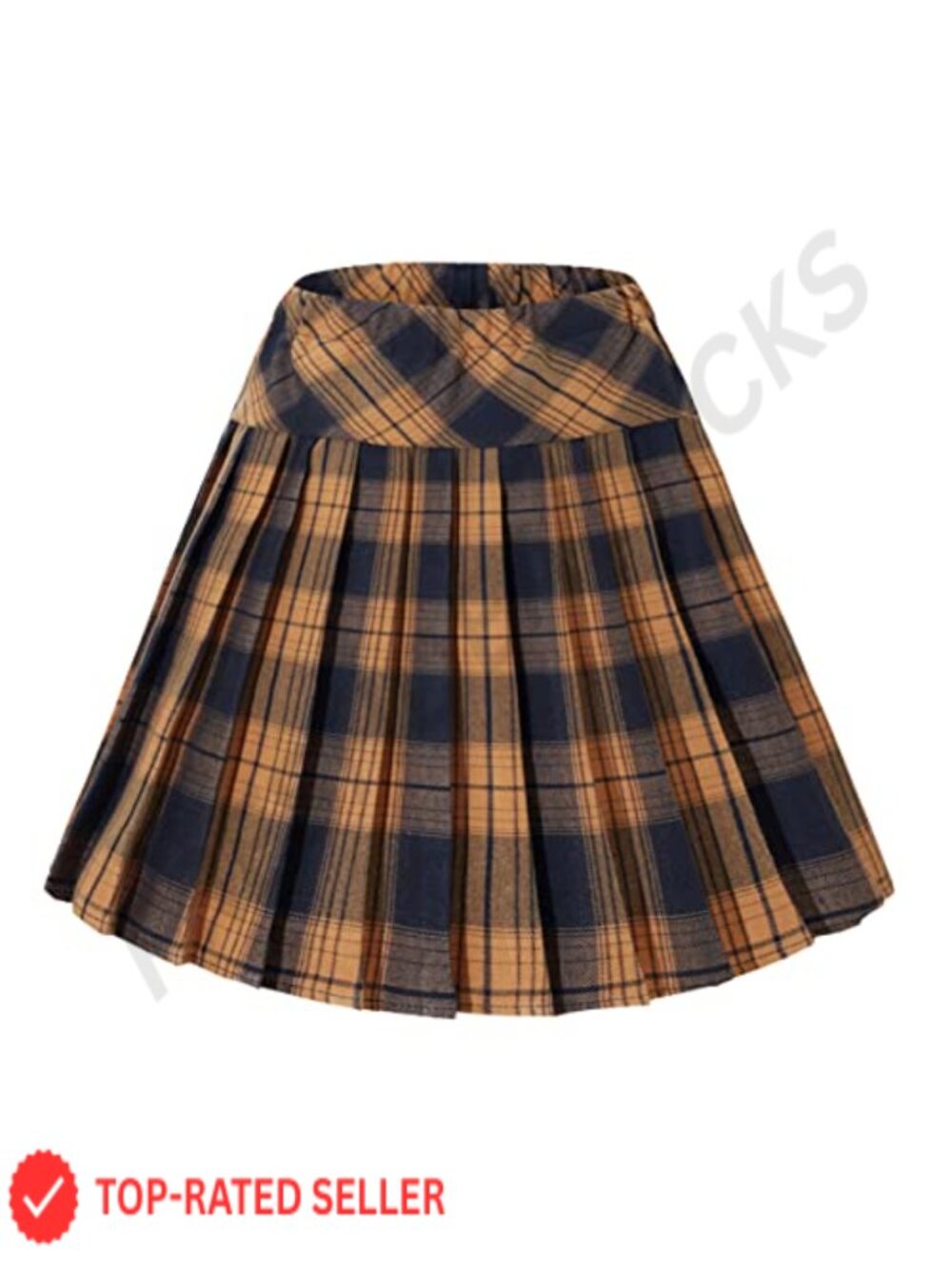 Pleated Mini Skirt Elastic Waist A-Line Pull-On